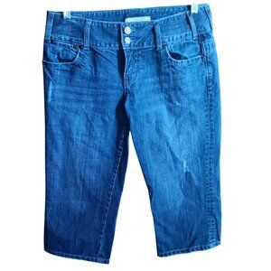 Maurices Womens Denim Capri Jeans Size 7/8 Blue 100% Cotton Embroidered Pockets